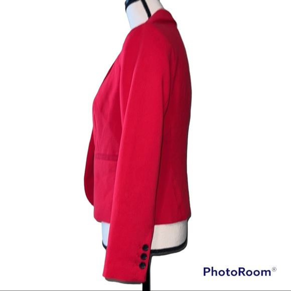 Worthington PS blazer w/shoulder pads cherry cordial 1 button front 3 button slv - Picture 2 of 12